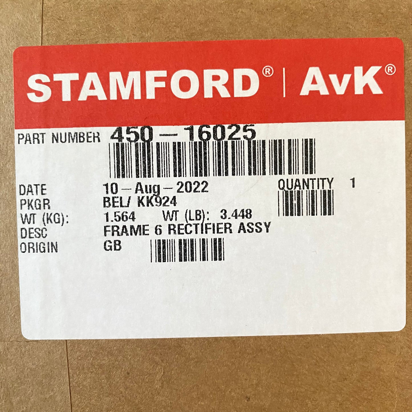 Stamford 450-16025 Rectifier Assembly