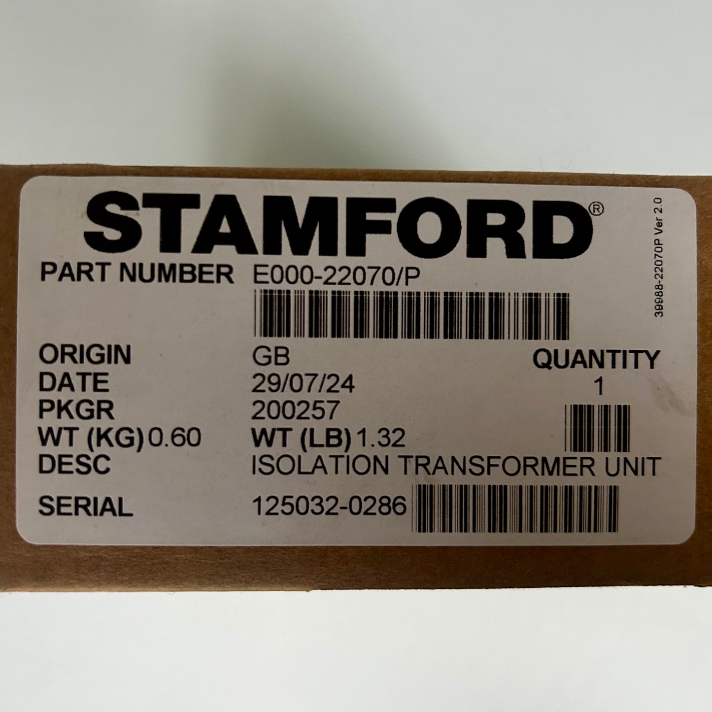 Stamford E000-22070/P Isolation Transformer