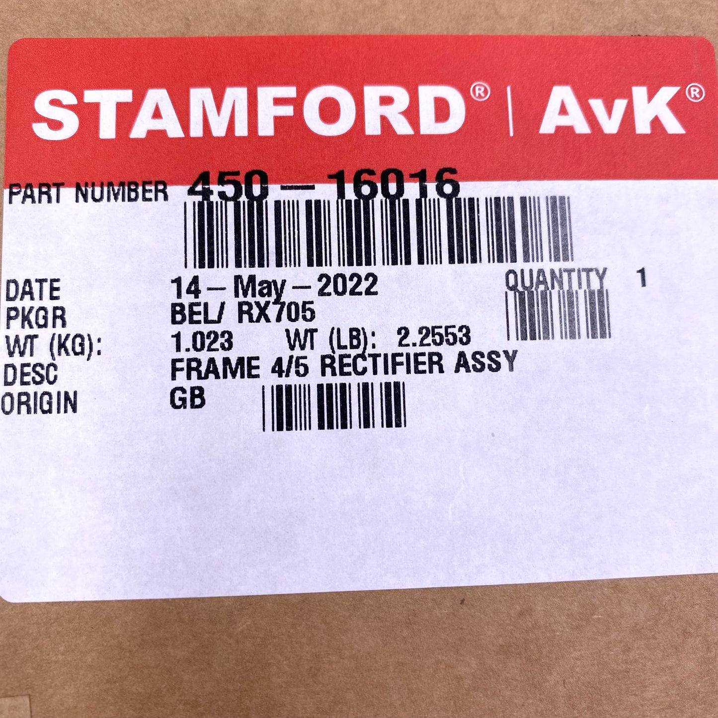 Stamford 450-16016 Rectifier Assembly