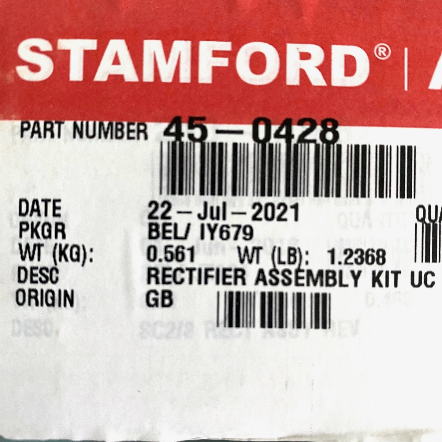 Stamford 45-0428 Rectifier Assembly